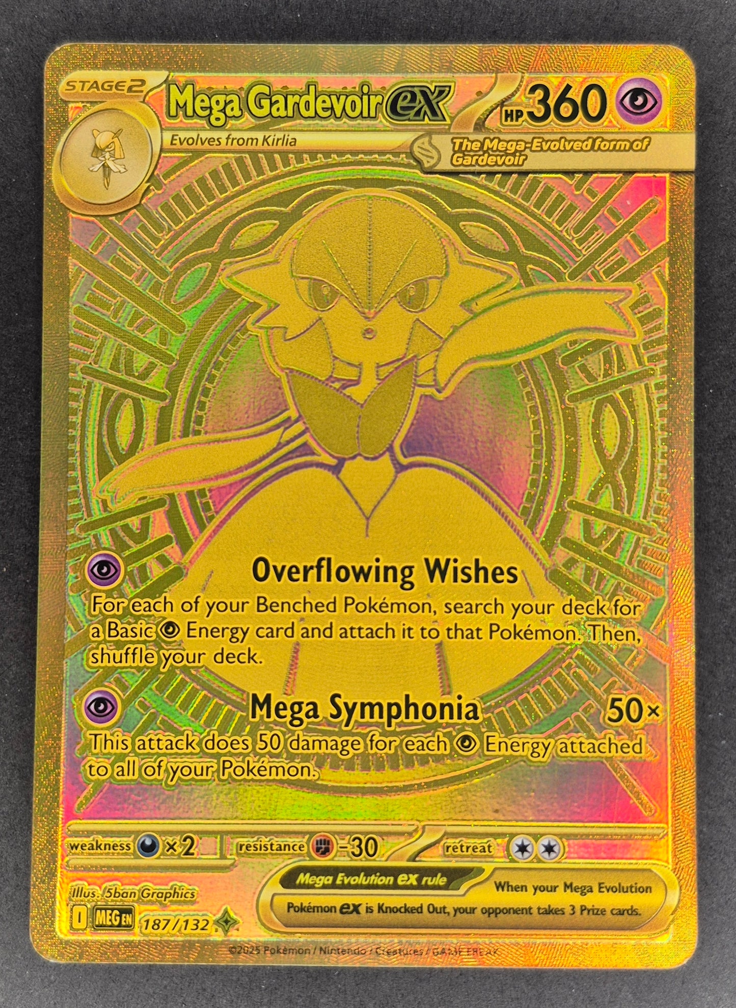 Mega Gardevoir Ex Gold 187/132 Secret Rare Pokemon Mega Evolution