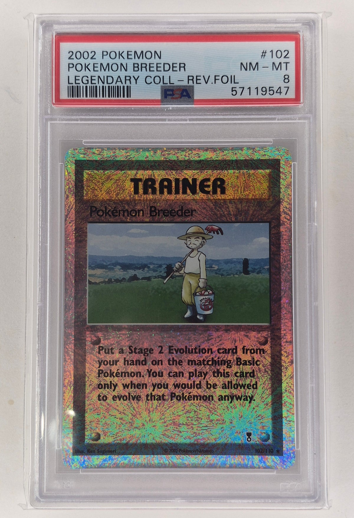 2002 Pokémon Legendary Collection Rev Foil 102/130 Pokémon Breeder PSA 8