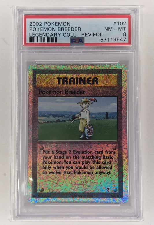 2002 Pokémon Legendary Collection Rev Foil 102/130 Pokémon Breeder PSA 8