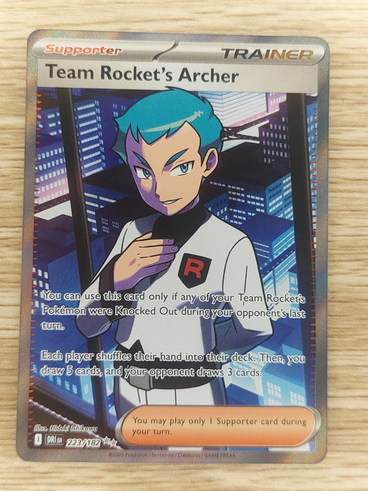 2025 Pokemon Destined Rivals 223/182 Team Rocket's Archer Full Art Trainer