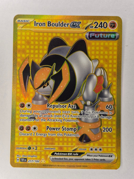 Iron Boulder EX 217/162 Temporal Forces Hyper Rare Gold Holo Full Art NM