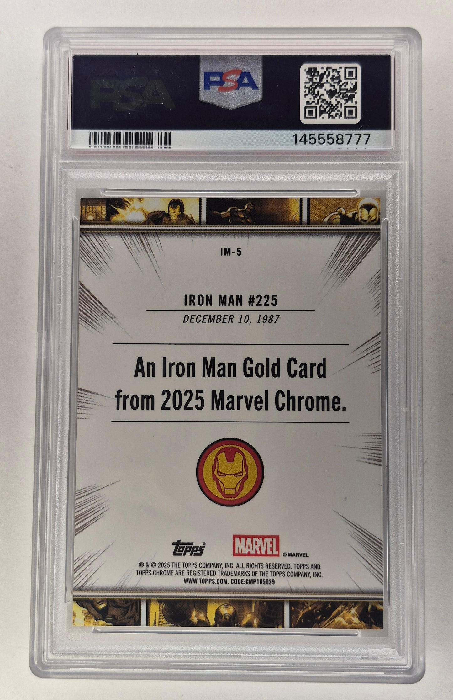 2025 Topps Chrome Marvel Iron Man Gold/Black IM5(02/10)PSA 9