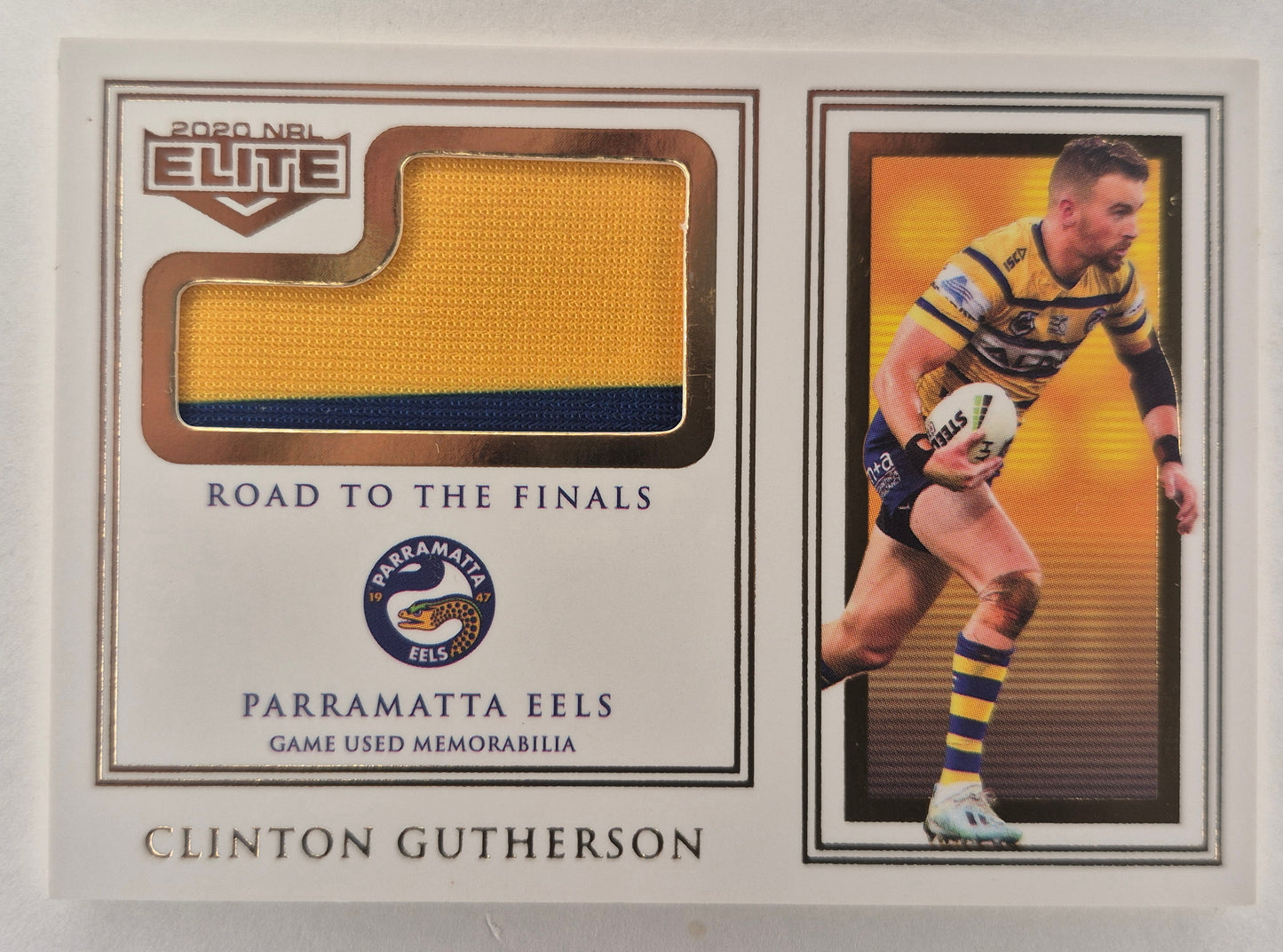 2020 NRL ELITE Road to the Finals RFJ 6/6 Clinton Gutherson Game Used Patch 16/80 LP