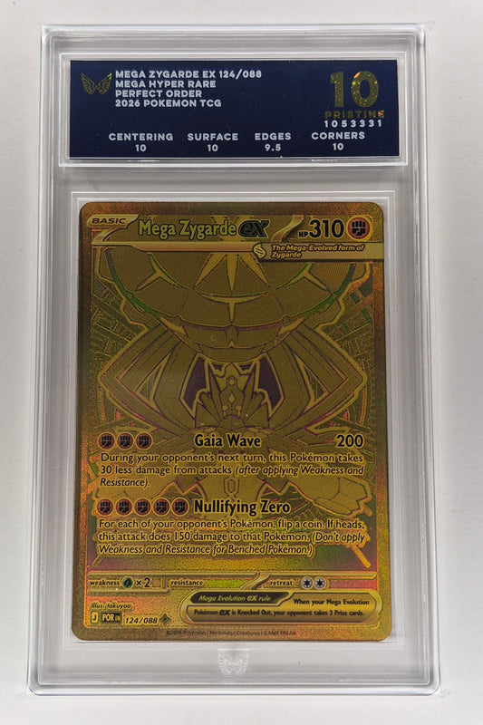 Mega Zygarde EX Gold Hyper Rare 124/088 Pokémon Perfect Order  2026 ARK PRISTINE 10