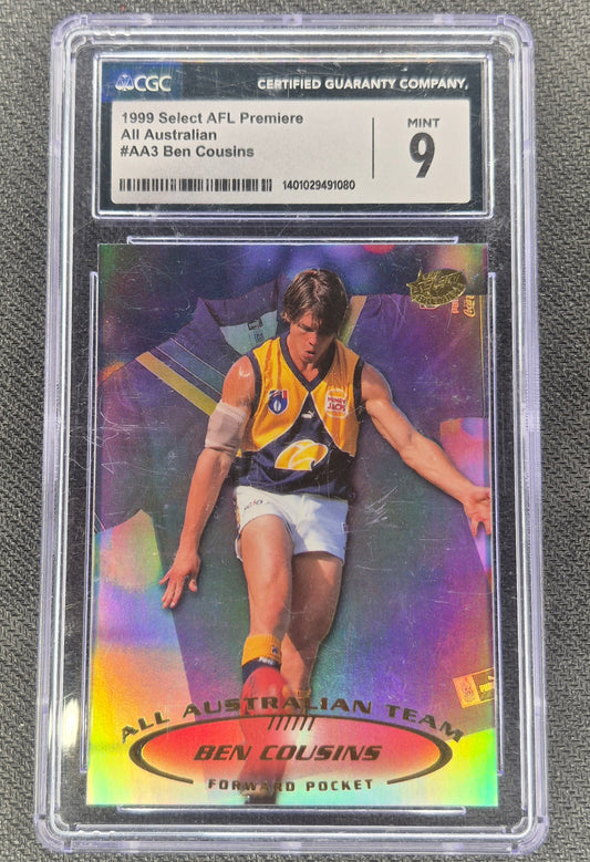1999 Select AFL Premiere All Australian #AA3 Ben Cousins CGC 9 (Case has Scratches)