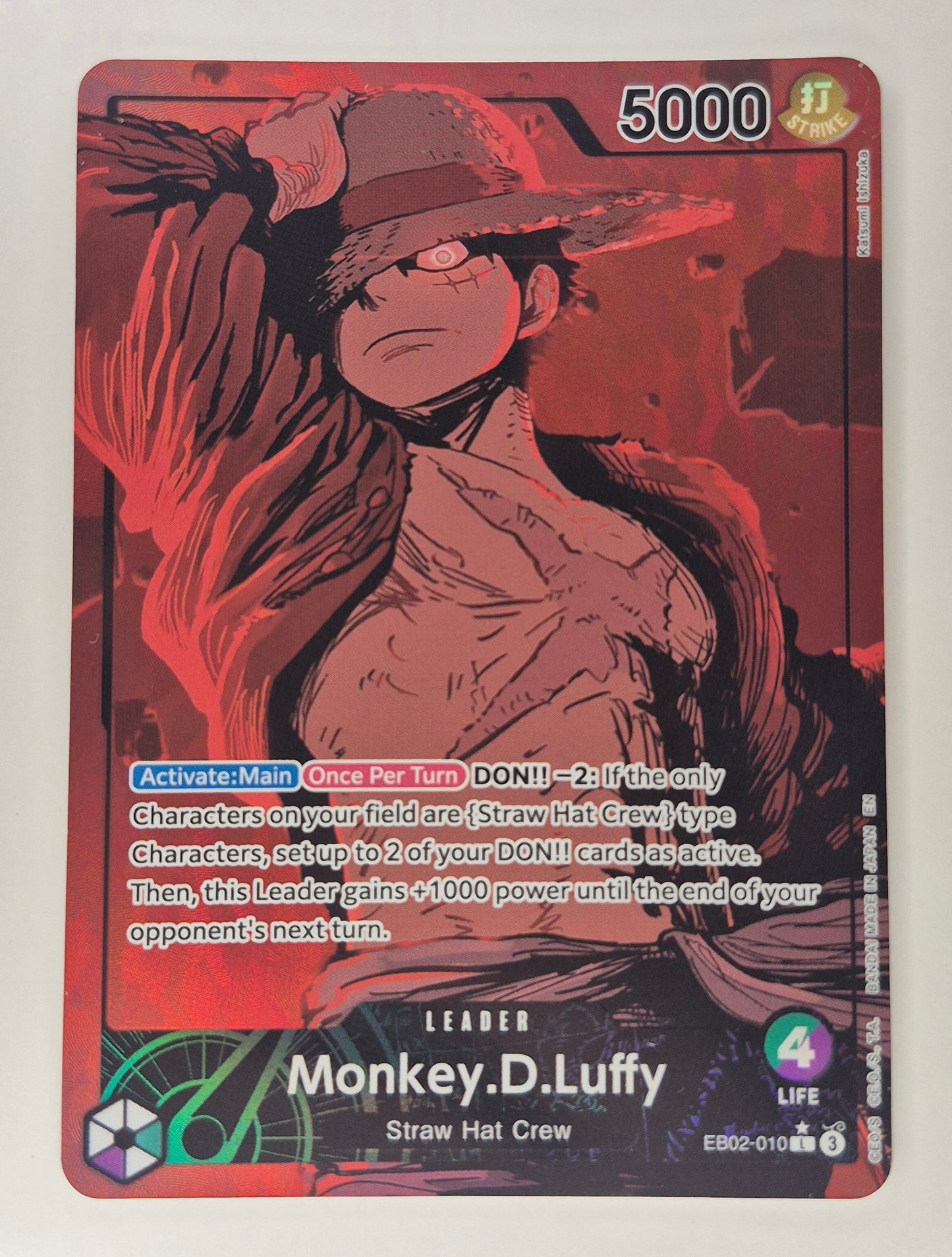 One Piece TCG Anime 25th Collection Luffy EB02-010 L Alt Art English (LP SEE Pics)