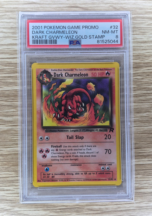 2001 Pokemon Dark Charmeleon Kraft Gold Stamp Promo 32/82 PSA 8 NM-MT