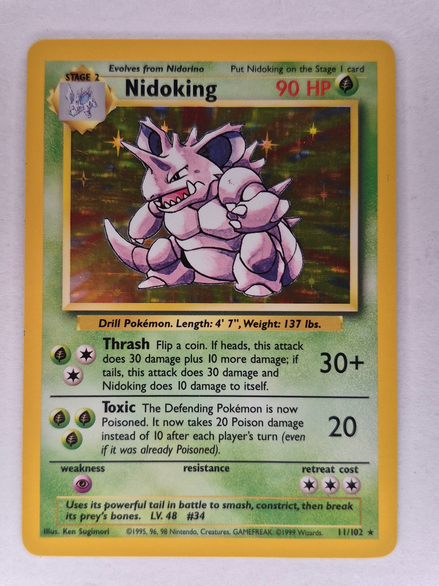 Pokemon 1999 Nidoking Base Set Holo Rare 11/102 LP