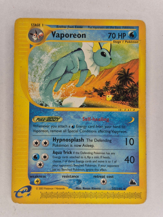 Pokemon Card - Vaporeon Skyridge 33/144 Rare Non-Holo MP