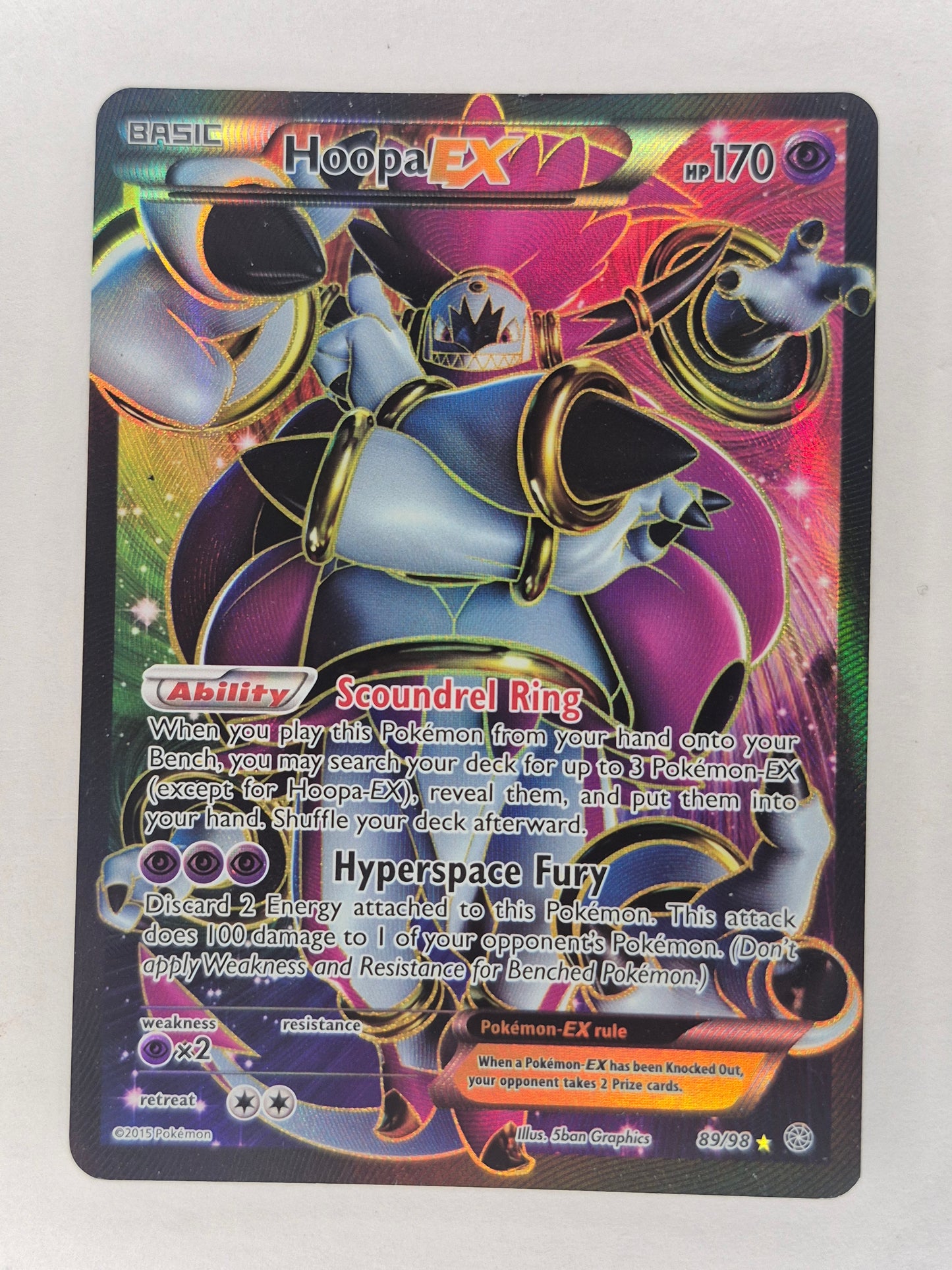 2015 Pokemon Card - Hoopa Ex - XY Ancient Origins - Full Art - 89/98 - LP