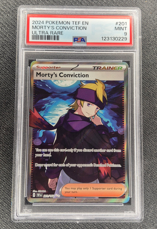 2024 Pokémon 201/162 Morty's Conviction Ultra Rare PSA 9