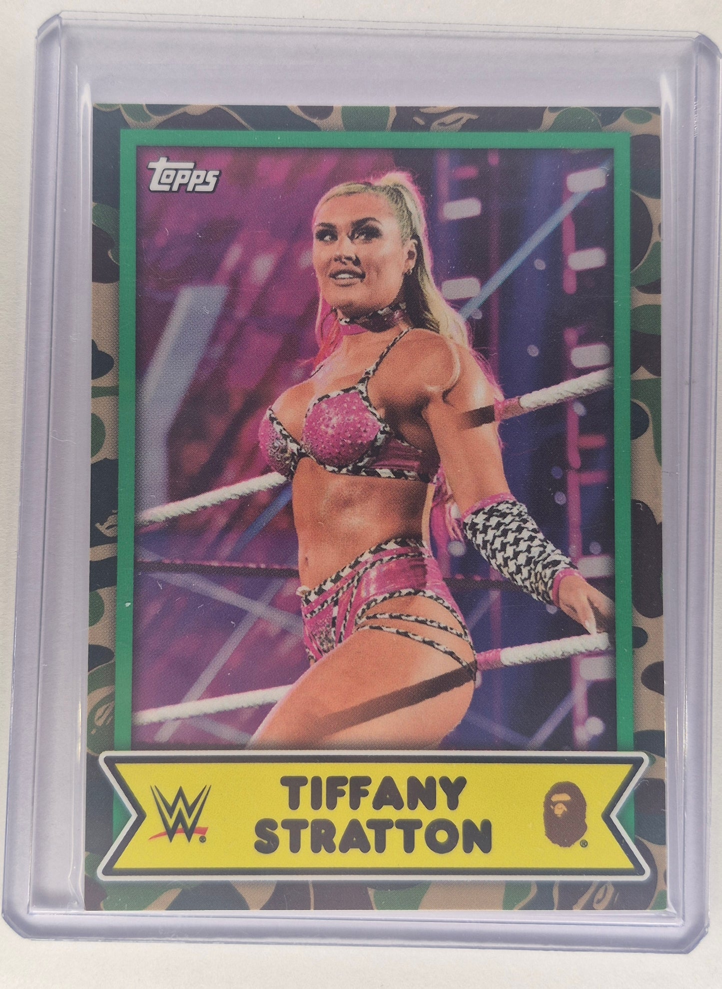 2025 Topps WWE X BAPE #23 Tiffany Stratton Base Green Camo  NM