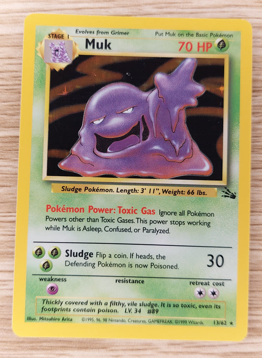Pokemon 1999 Muk Fossil Holo Rare 13/62 LP
