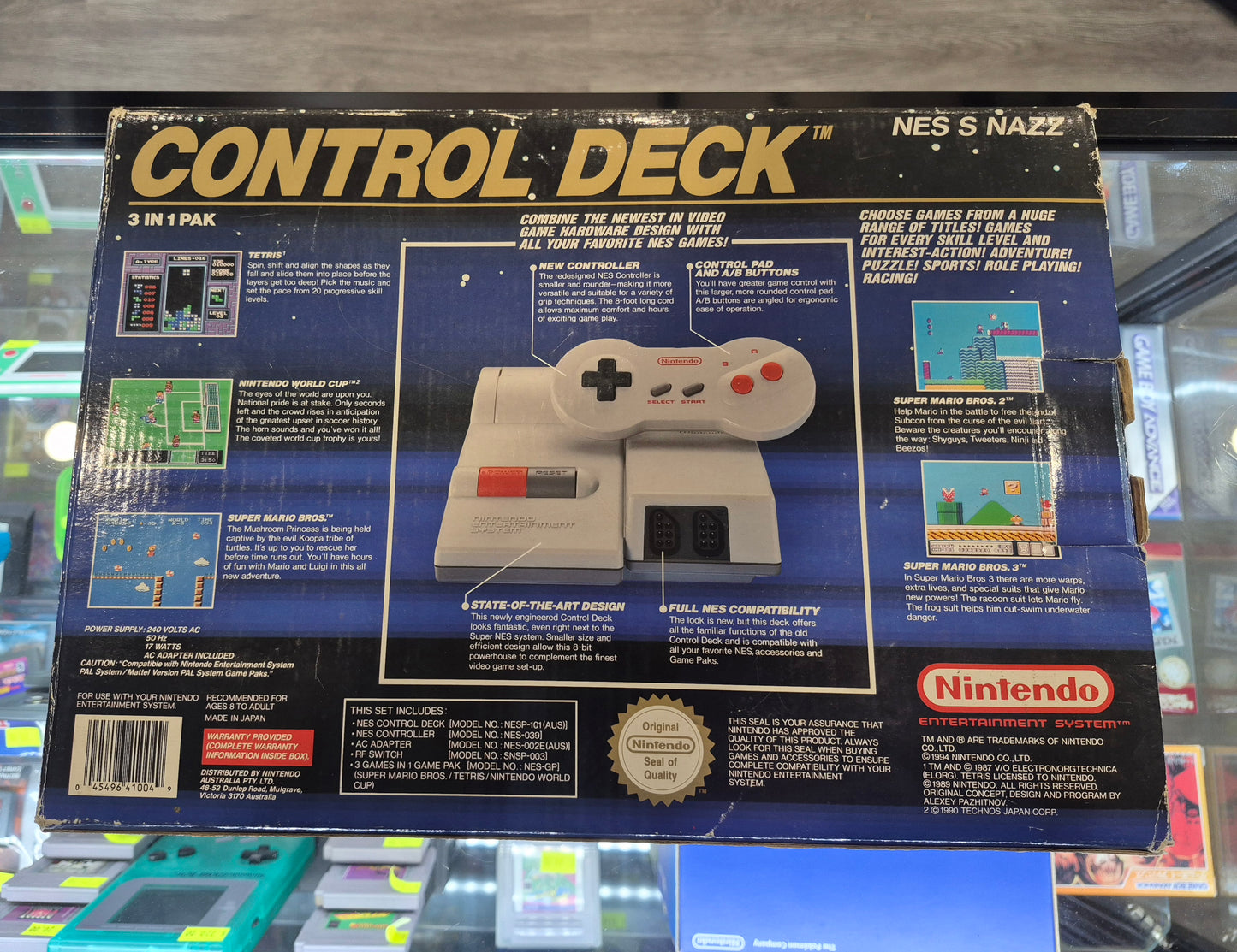 Nintendo NES Control Deck Top Loader PAL AUS Complete in Box with 2 controllers & game(no insert)