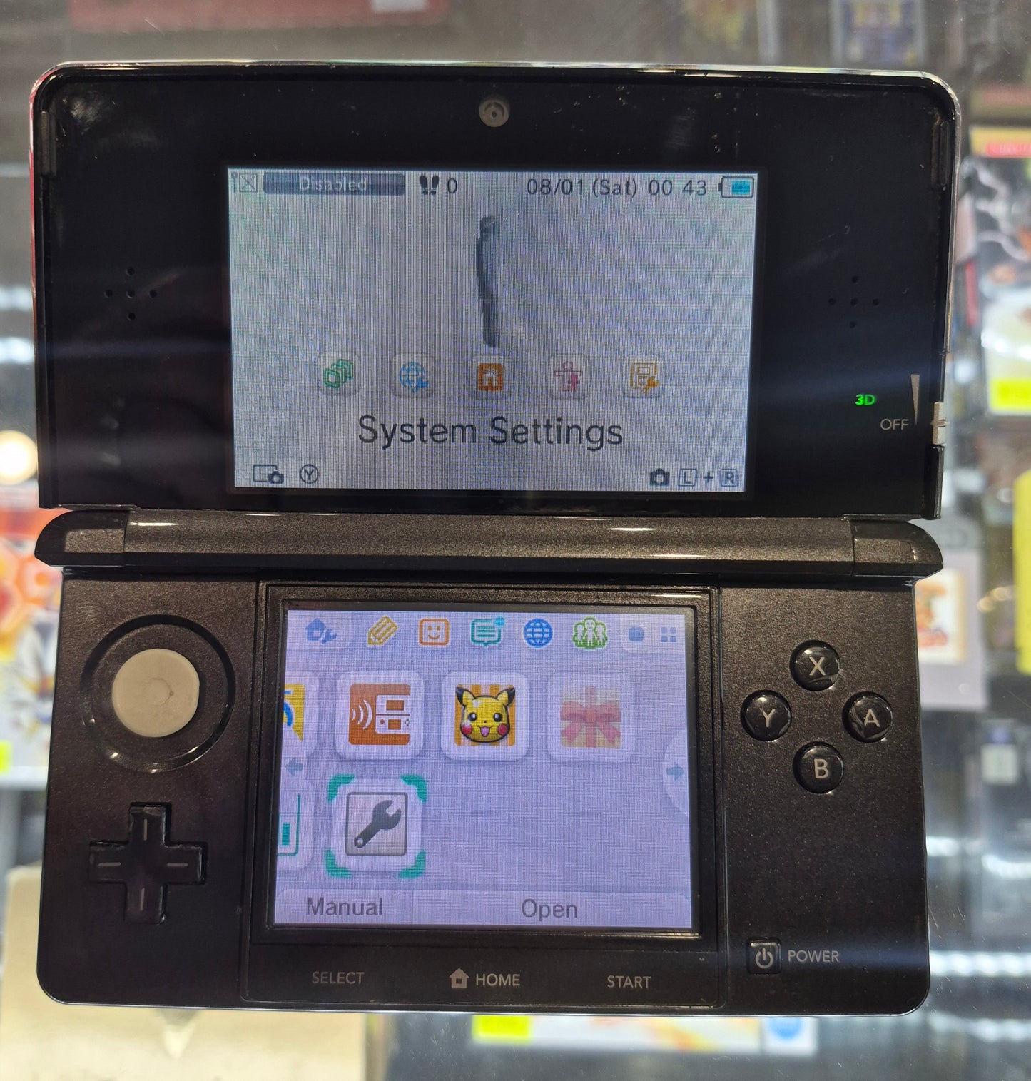 Nintendo 3DS Console Black CTR-001 Excellent Condition, Inc. USB Charger & new 32GB Card.(Minor Wear)