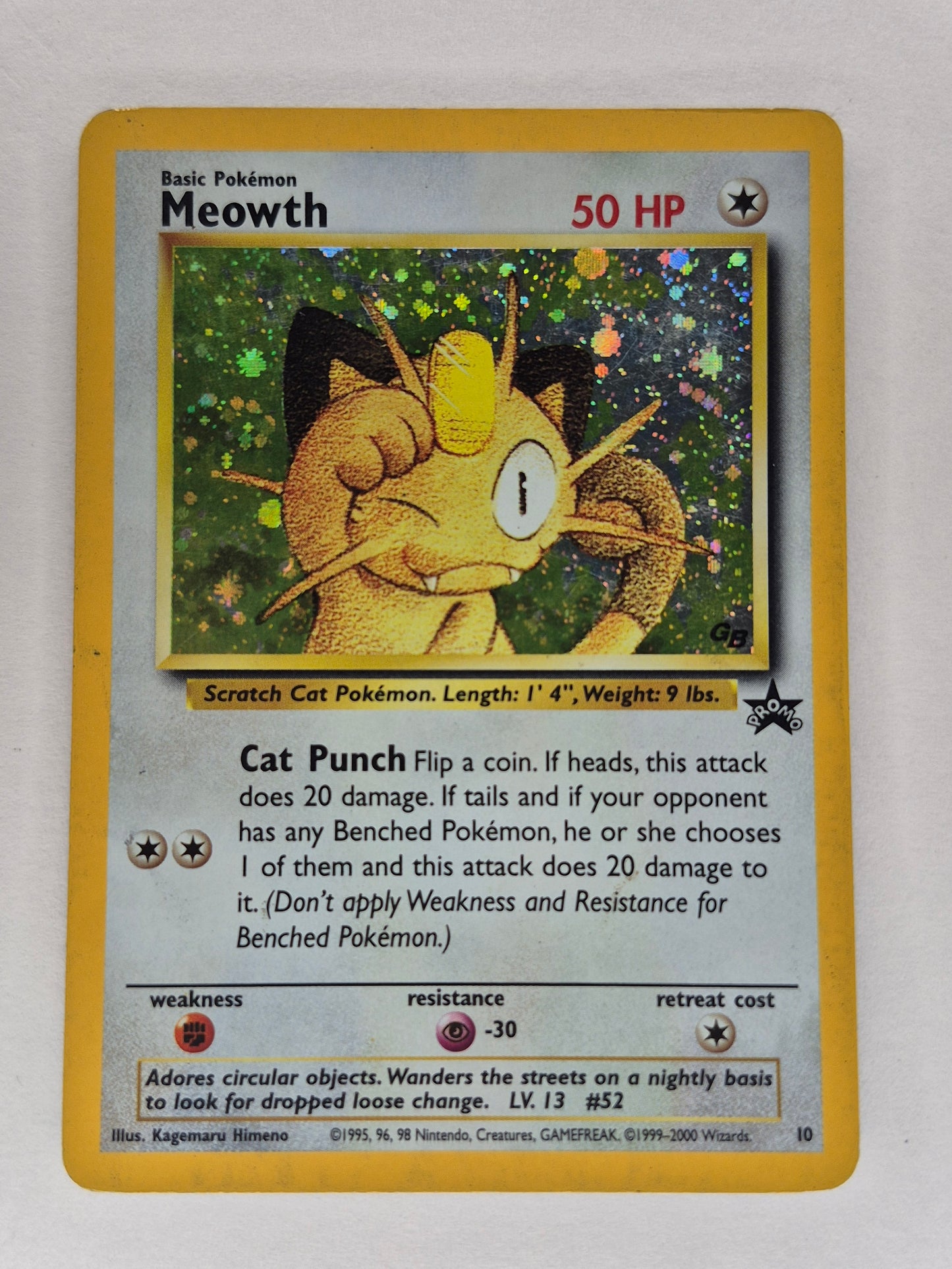 2000 Pokemon Gameboy Black Star Promo #10 Meowth MP