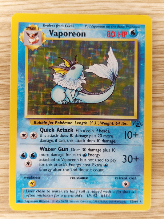 Pokemon 1999 Vaporeon Holo Rare Jungle 12/64 LP