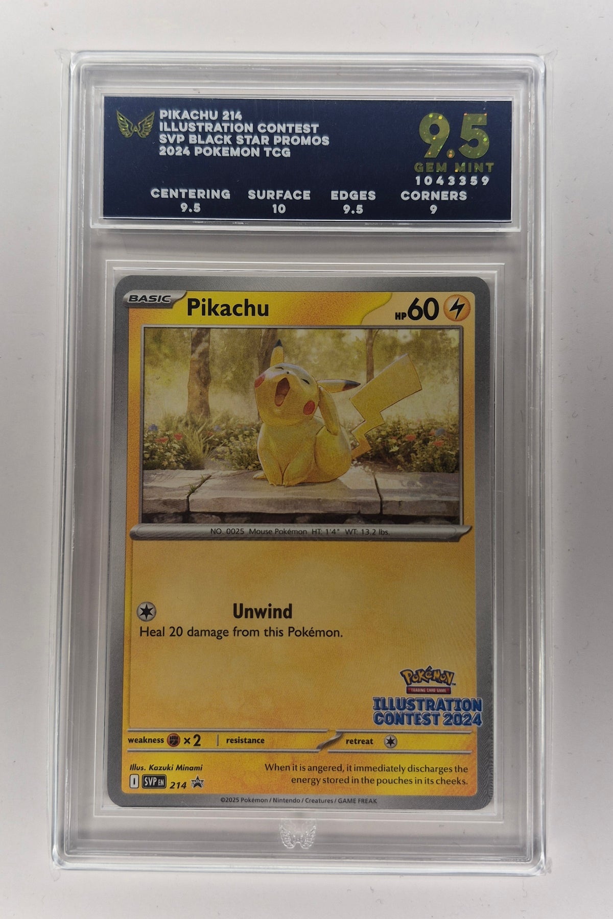 ARK 9.5 Gem Mint Pikachu 214 SVP Black Star Promo | Illustration Contest 2024