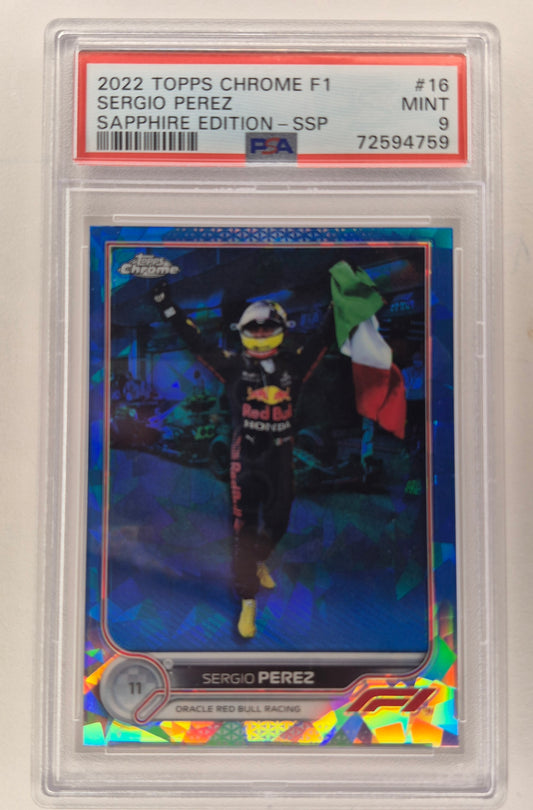 2022 Topps Chrome F1 Sergio Perez Sapphire Edition SSP #16 PSA 9 Mint