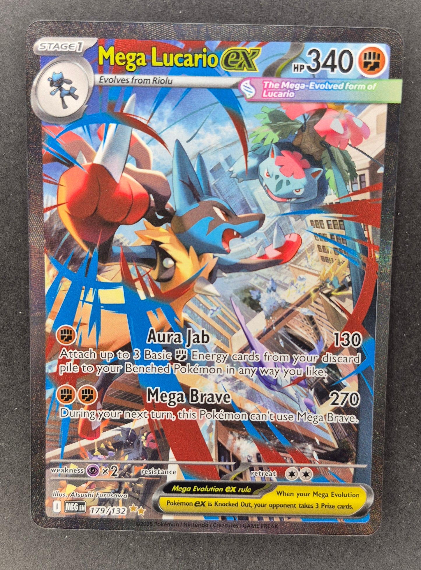 POKEMON MEGA EVOLUTION  MEGA LUCARIO EX 179/132  SPECIAL ILLUSTRATION RARE  SIR NM