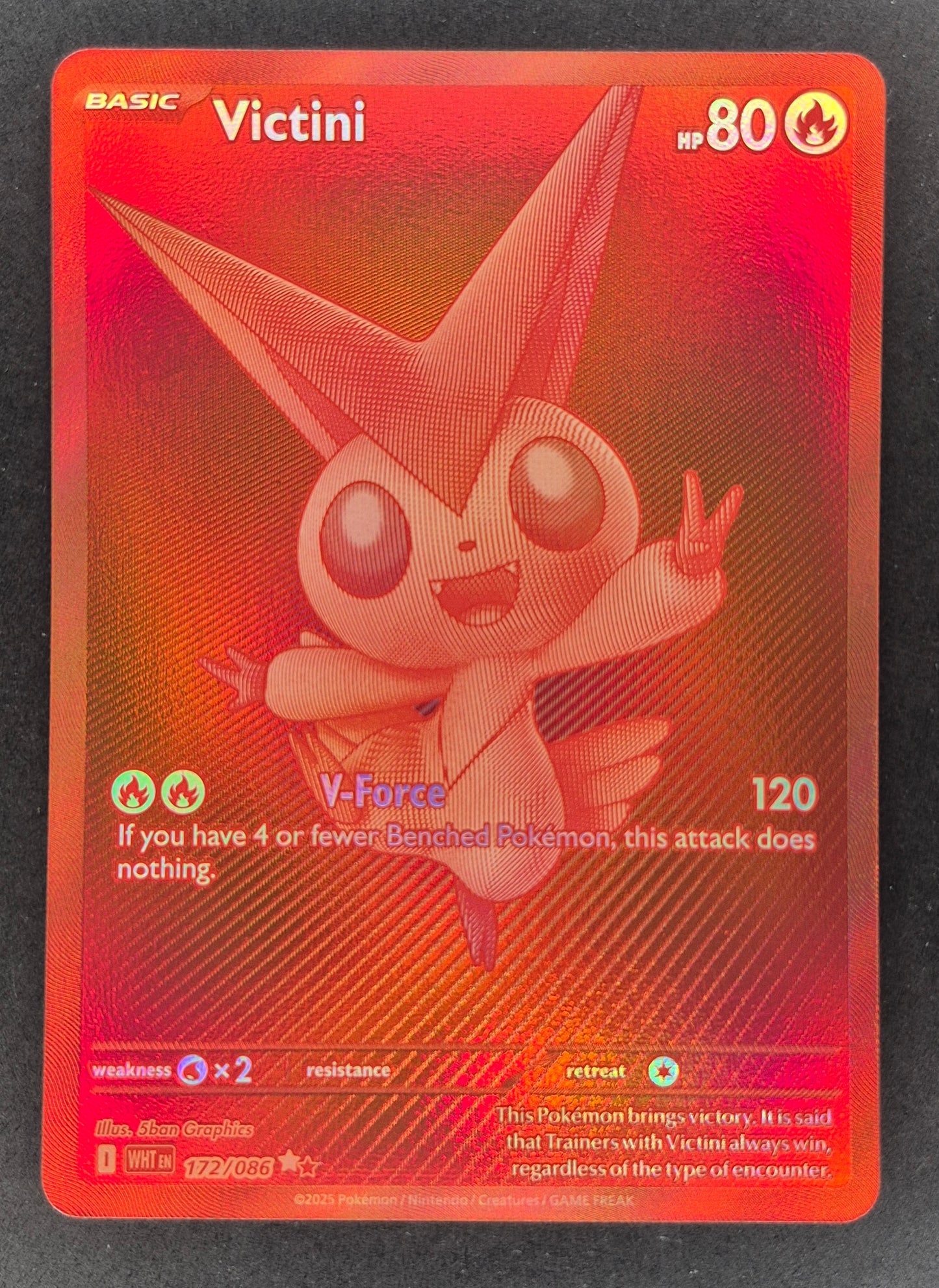 Red Victini 172/086 Mint / NM Holo Pokemon Card White Flare BWR English TCG WHT