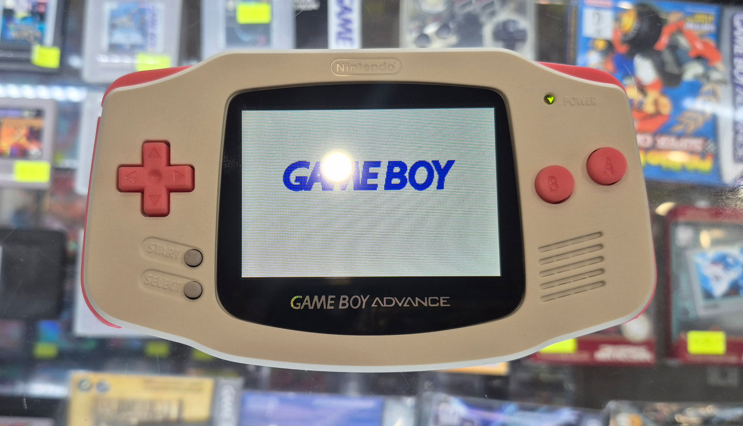 2000 Nintendo Gameboy Advance AGB-001 Brand new White/pink case,IPS Backlit screen VGC New!