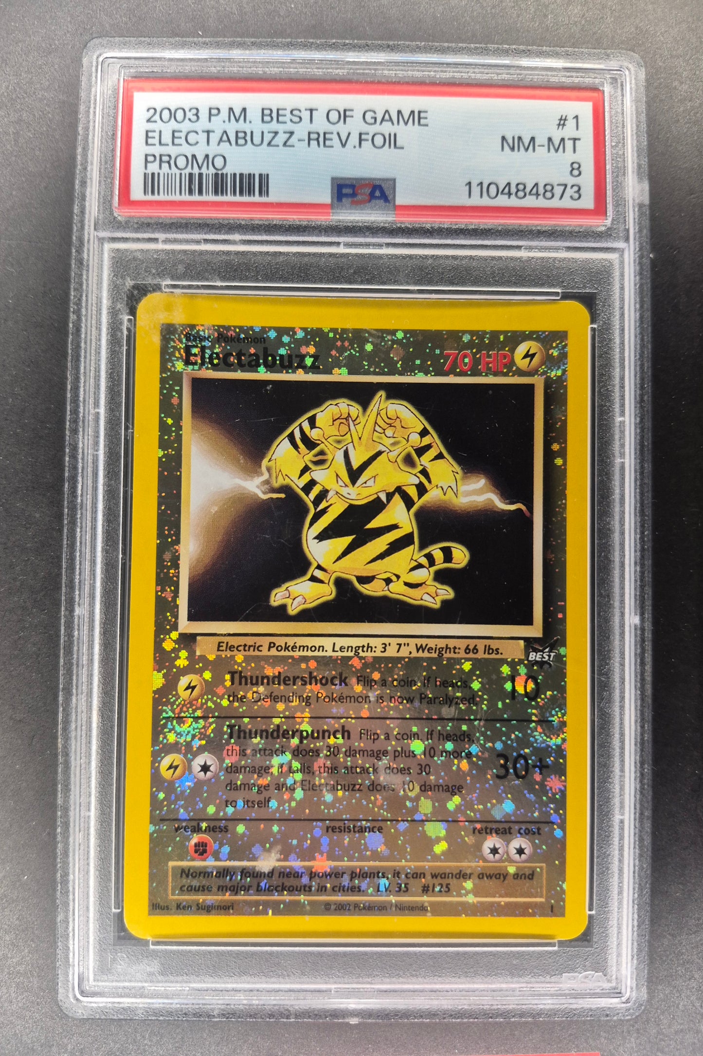 Pokemon TCG: Electabuzz Promo 1 Best of Game PSA 8 Reverse Holo WOTC 2003 ☆4 Swirl ☆