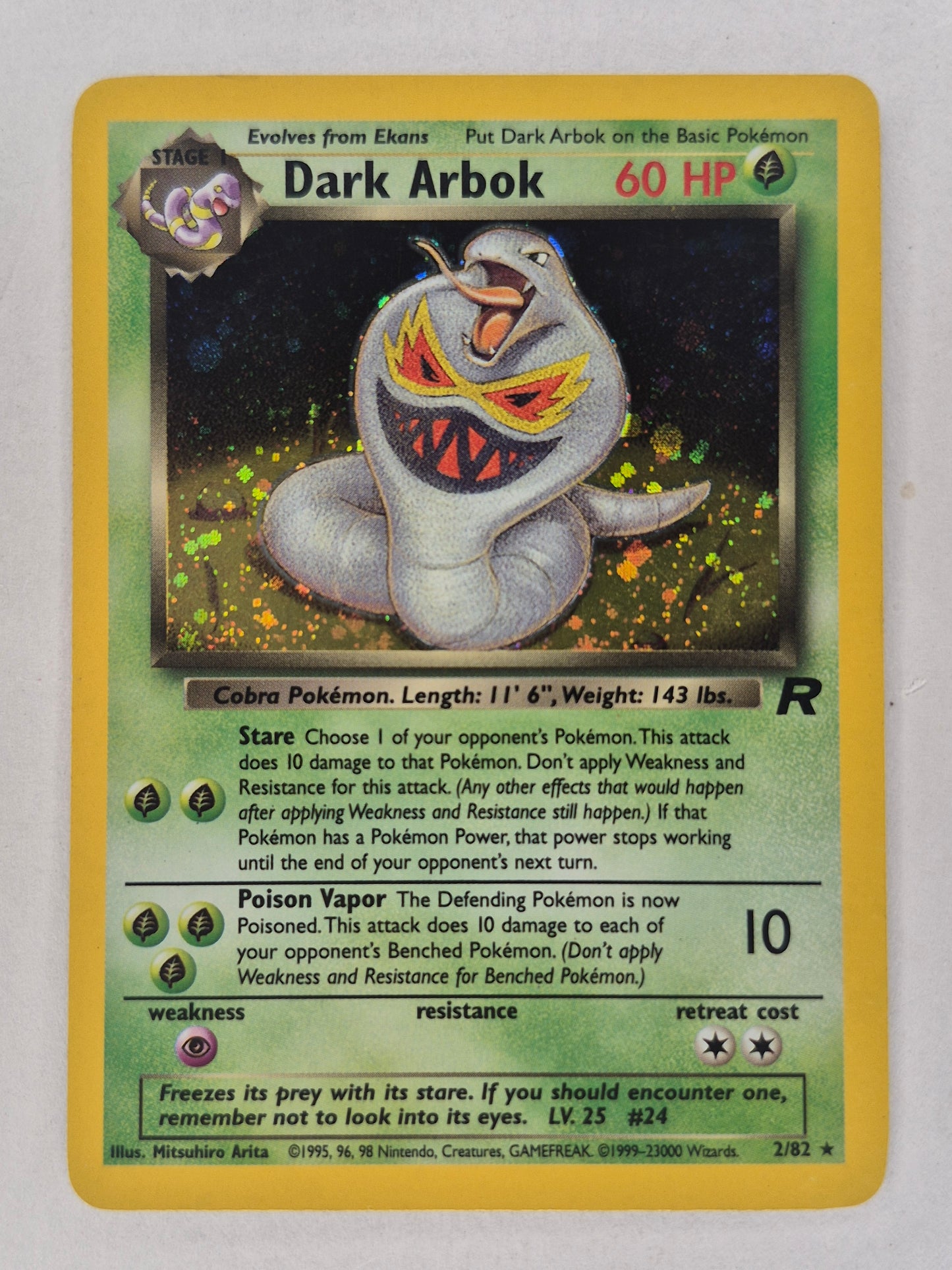 2000 WOTC Pokemon Rocket  Dark Arbok Holo LP 2/82