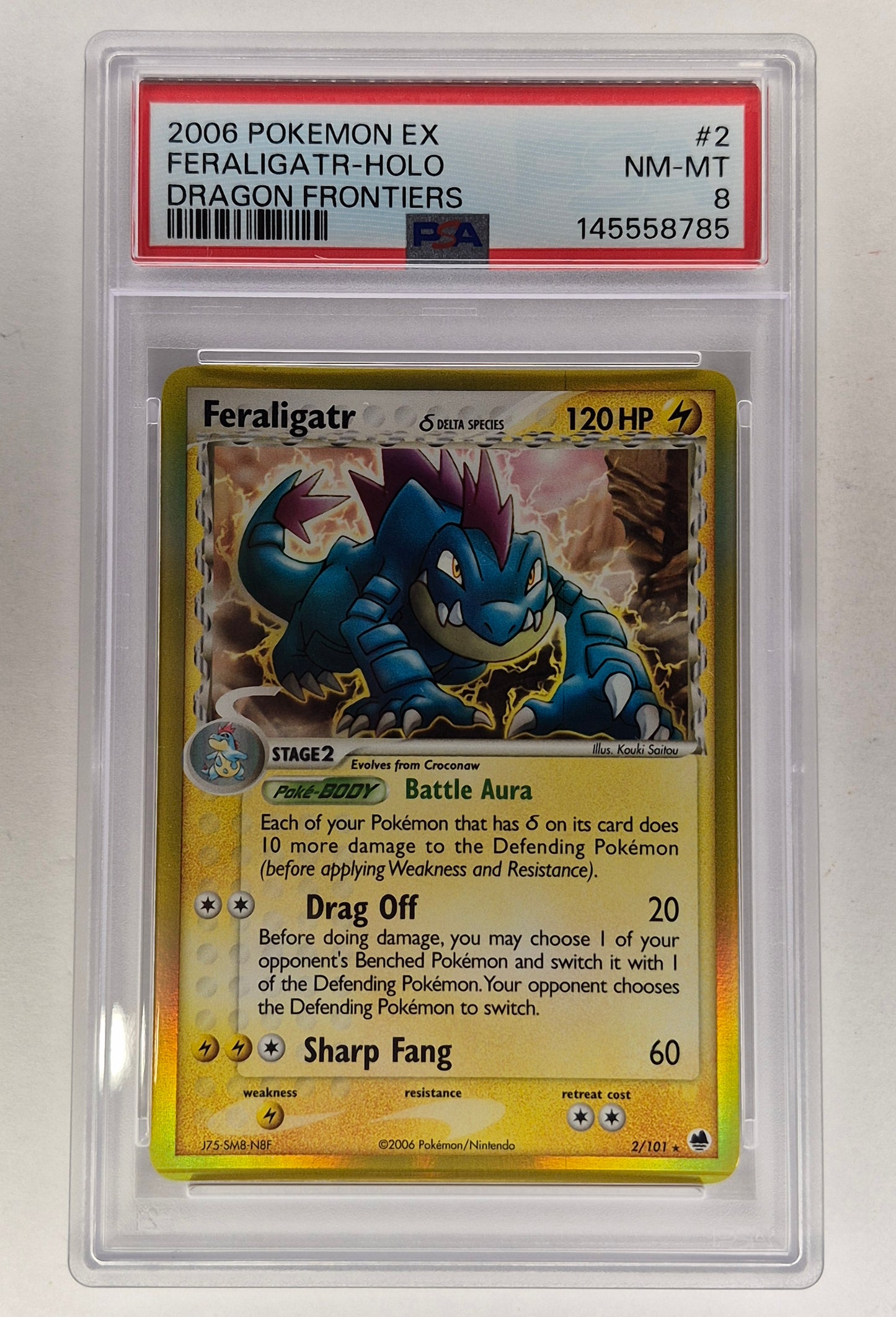 2006 Pokémon Dragon Frontiers 2/101 Feraligatr Holo PSA 8 NM-MT