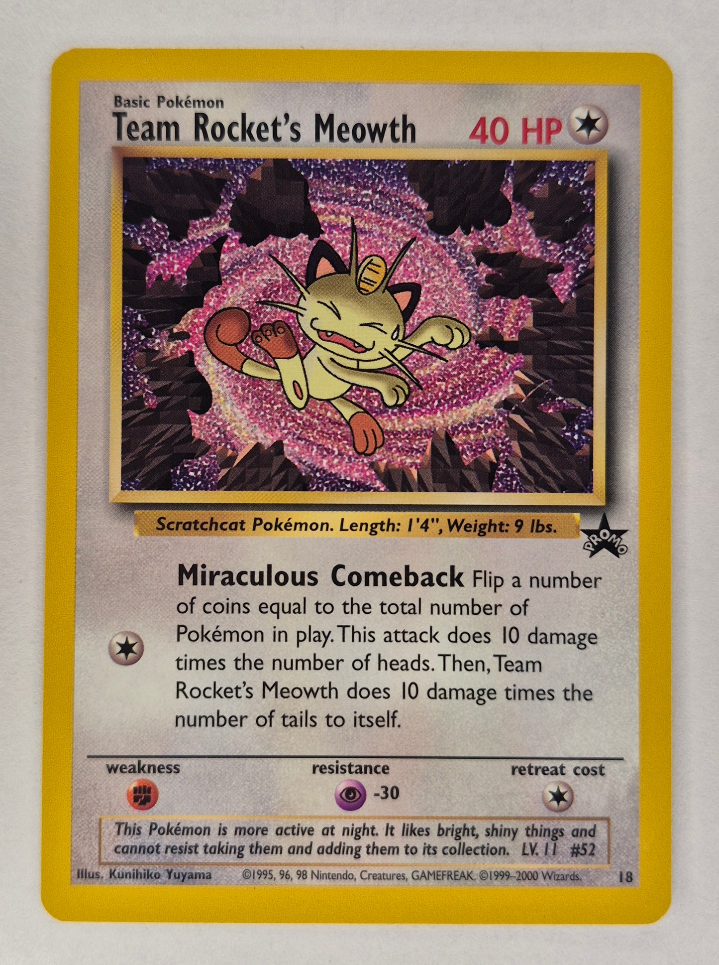 Pokemon TCG Team Rockets Meowth #18 Black Star Promo WOTC NM