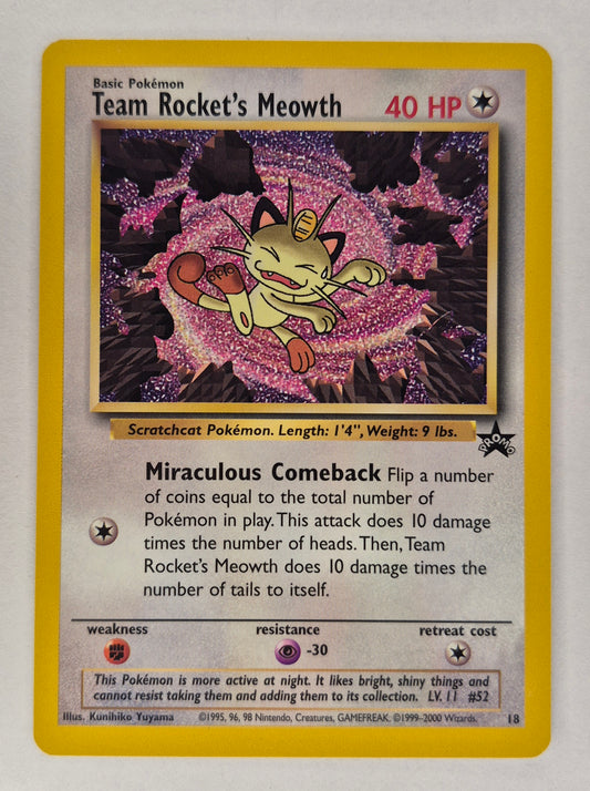 Pokemon TCG Team Rockets Meowth #18 Black Star Promo WOTC NM
