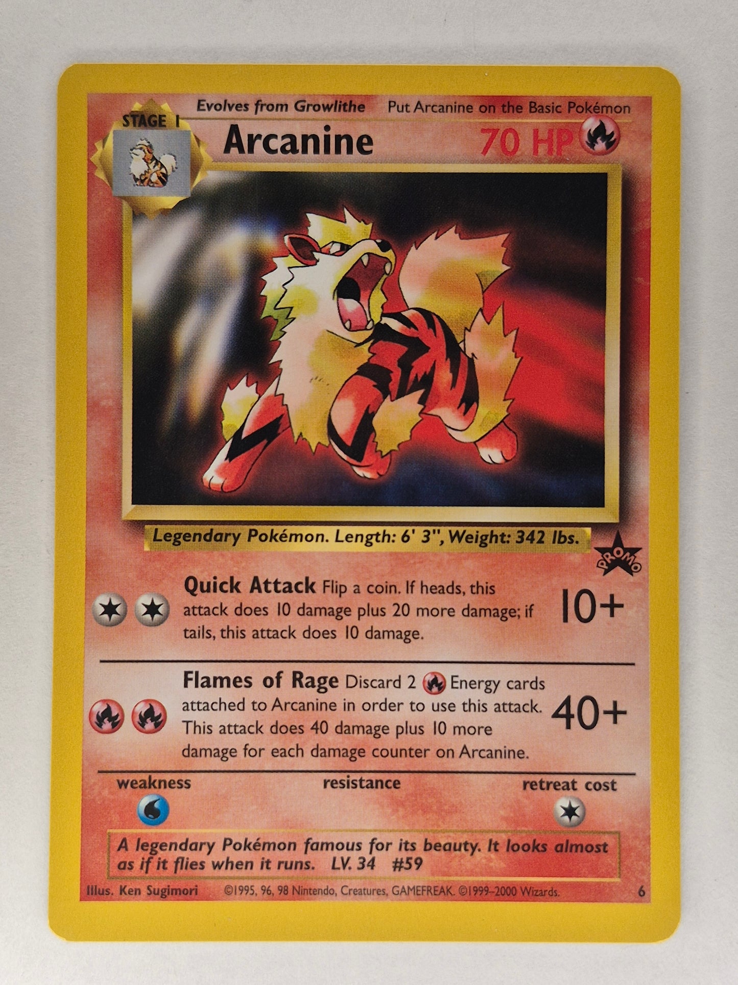 2000 Pokemon Arcanine #6 Pokemon League Promo Black Star LP