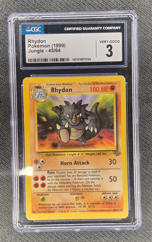 1999 Pokemon Jungle 45/64 Rhydon CGC 3