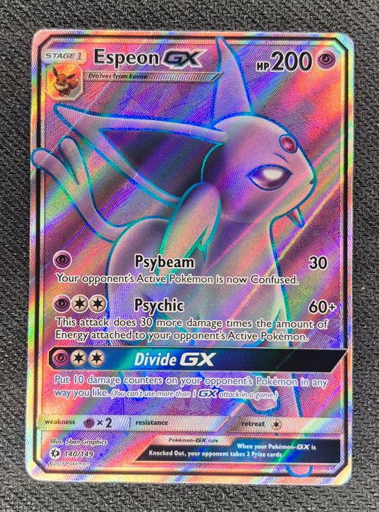 Pokémon TCG Espeon GX Sun & Moon 140/149 Holo Full Art NM/MINT