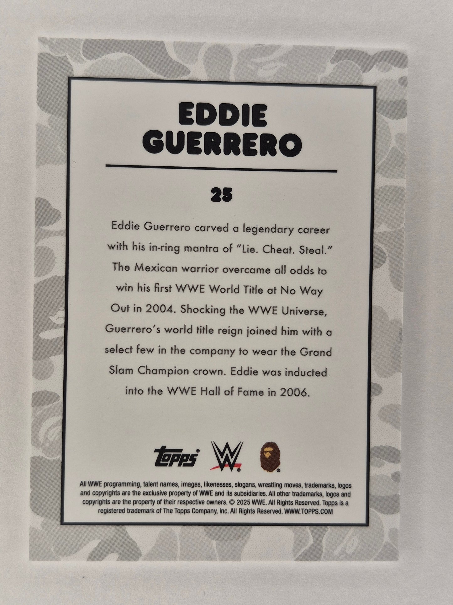2025 Topps WWE x BAPE #25 Eddie Guerrero Base Green Camo
