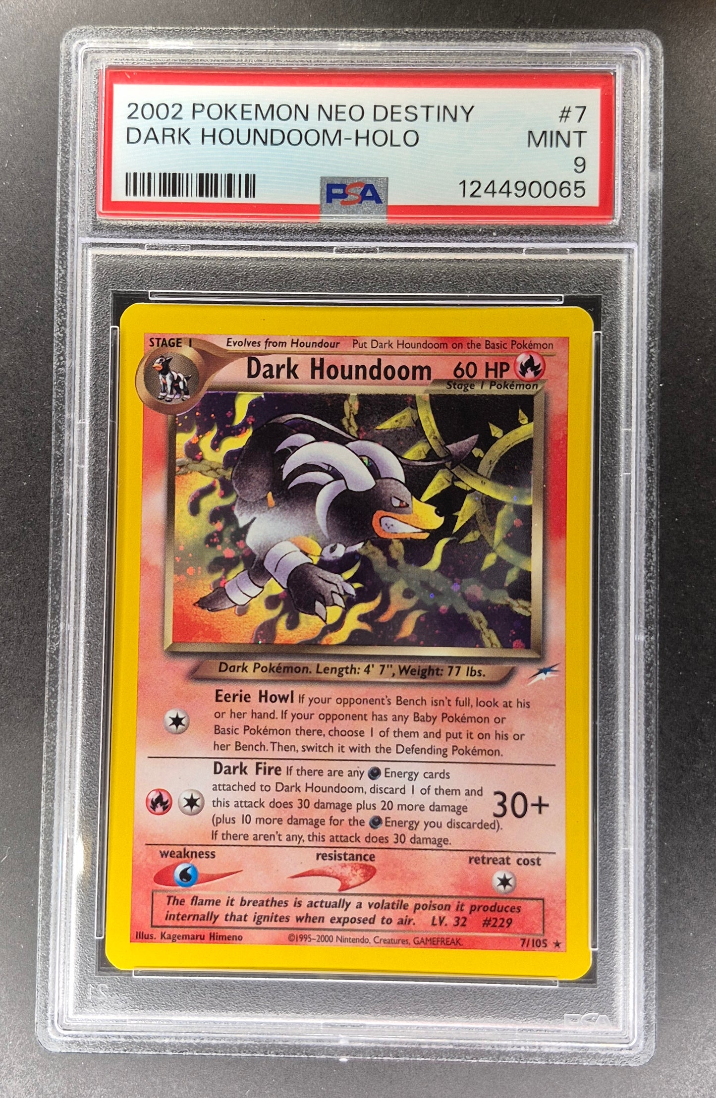 PSA 9 Dark Houndoom 7/105 Neo Destiny 2002 Holo Rare Pokémon MINT 065