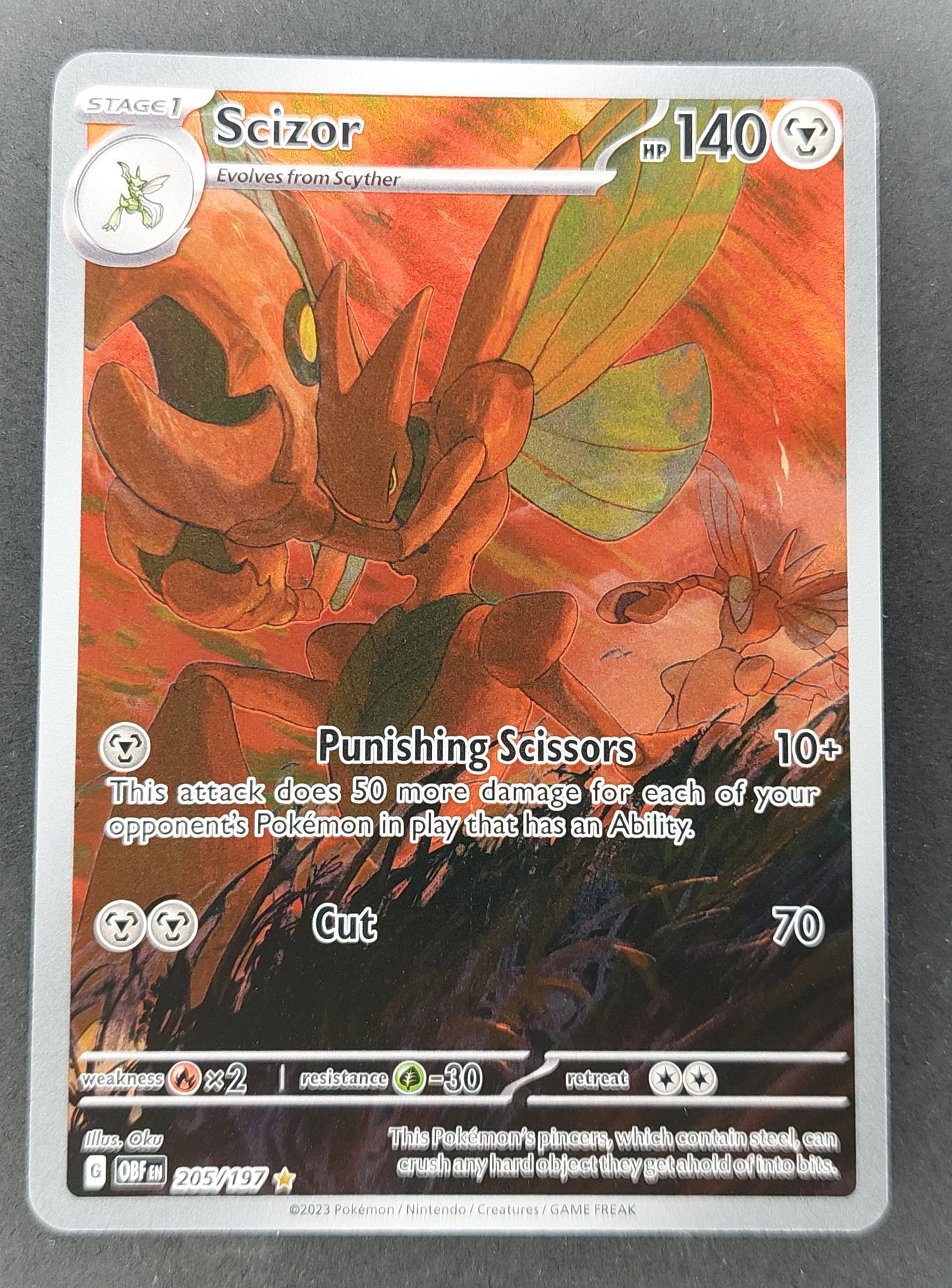 2023 Pokemon Scizor Illustration Rare Obsidian Flames 205/197