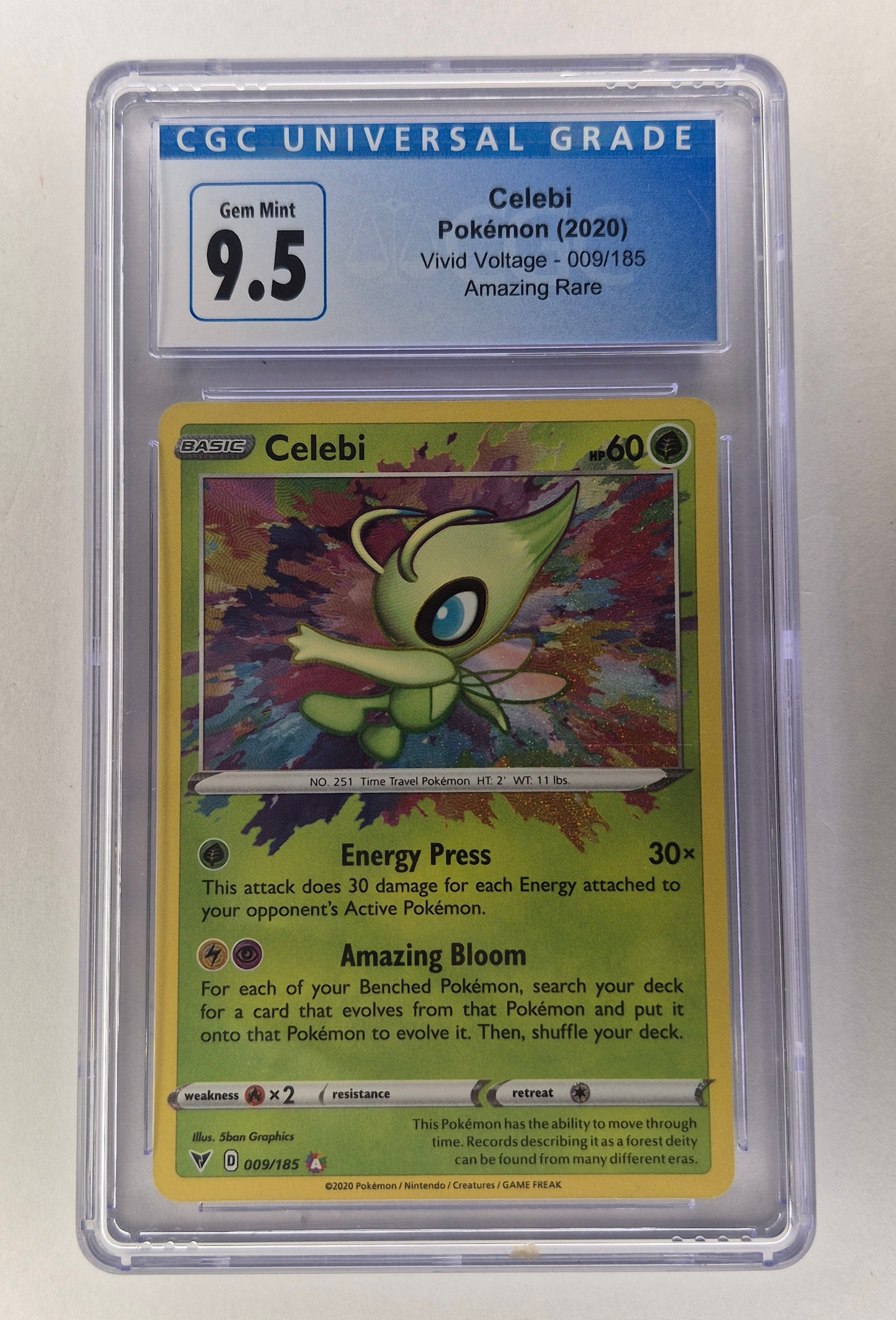 2020 Pokémon Vivid Voltage 009/185 Celebi Amazing Rare CGC 9.5 Gem Mint
