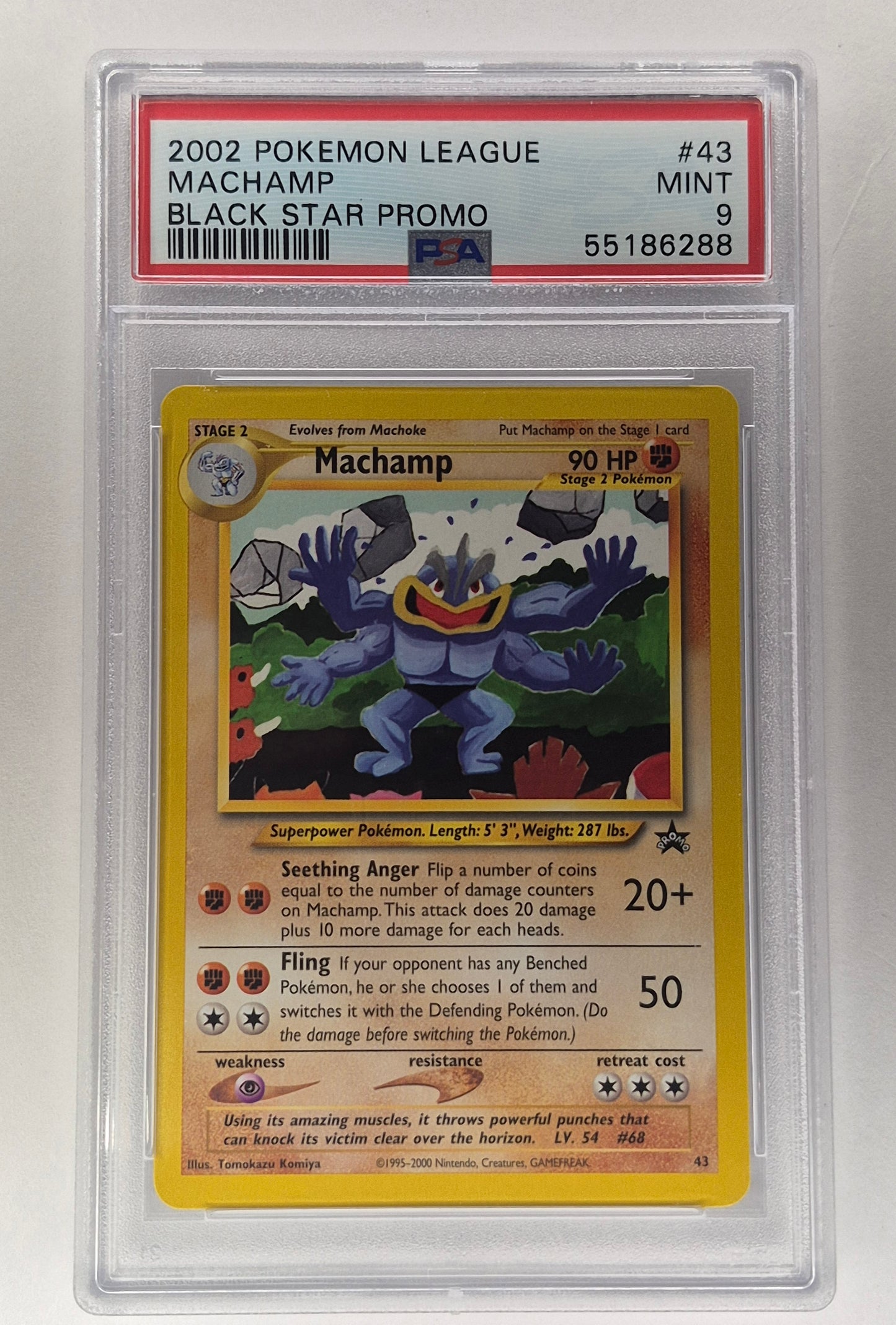 2002 Pokémon League #43 Machamp Black Star Promo PSA 9