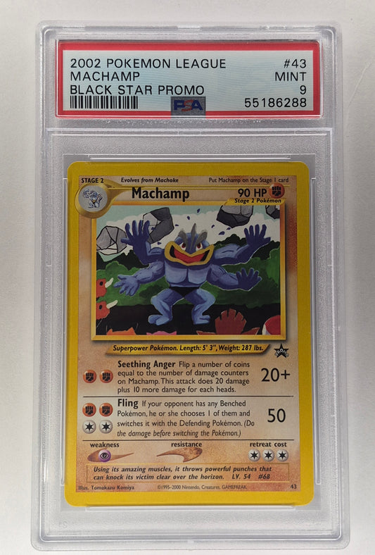 2002 Pokémon League #43 Machamp Black Star Promo PSA 9
