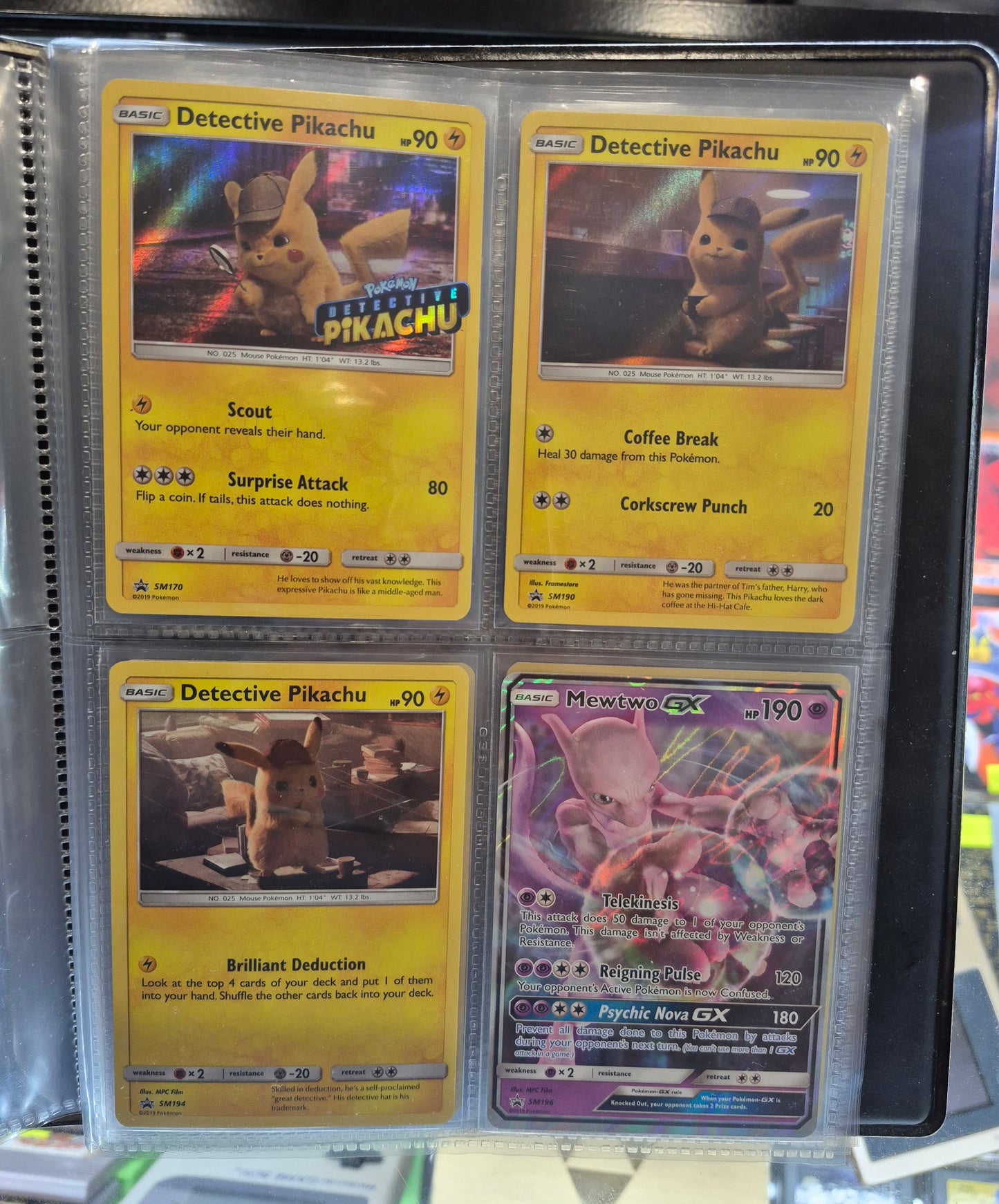 Pokemon TCG - Full Complete Set Detective Pikachu 18/18 - NM + 8 Promos in Binder