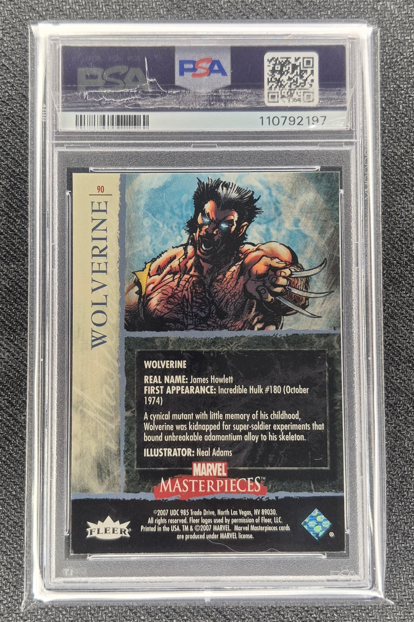 2007 Marvel Masterpieces #90 Wolverine Foil PSA 8  NR-MT