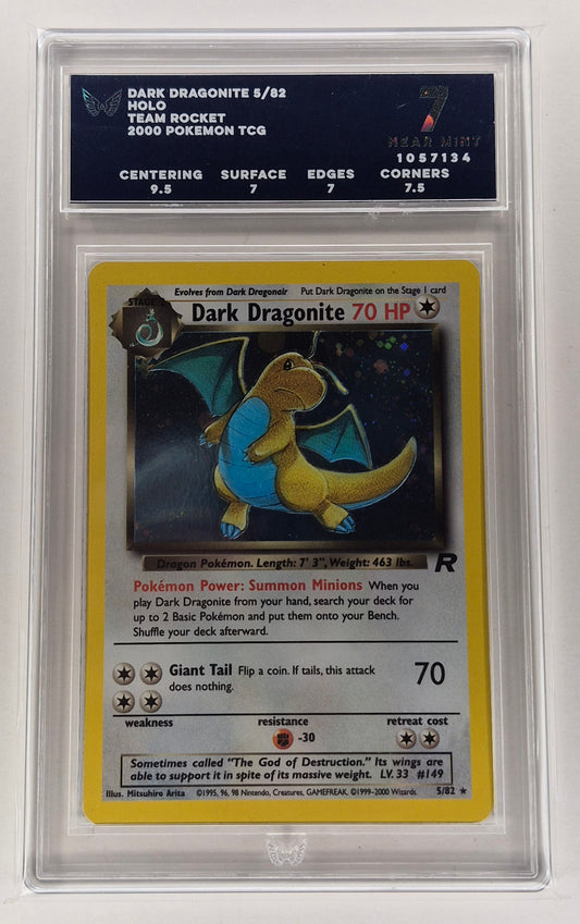 2000 Pokémon Team Rocket 5/82 Dark Dragonite Holo ARK 7 NM PSA 8