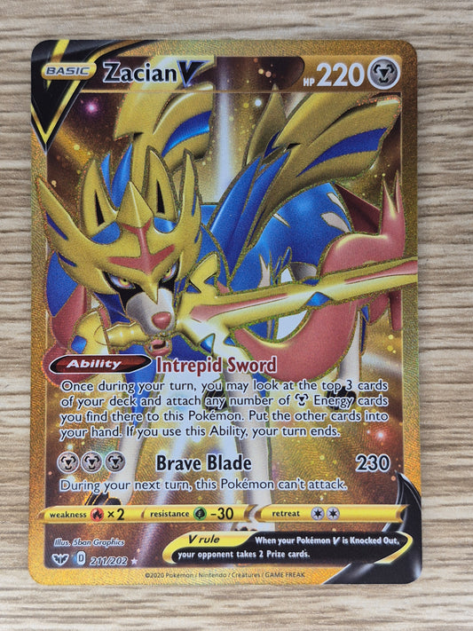 Pokémon TCG Zacian V Sword & Shield Base Set 211/202 Holo Secret Rare