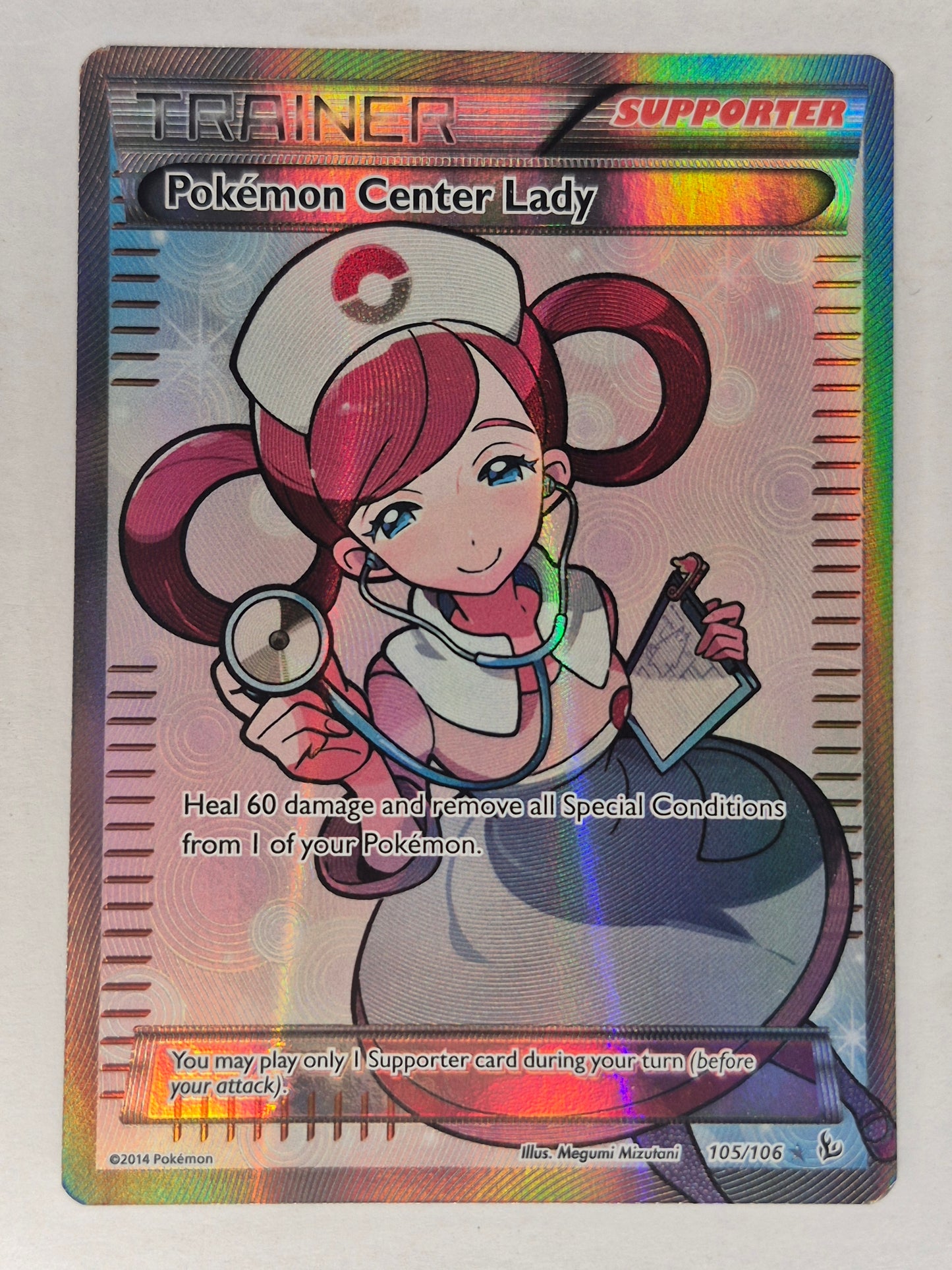 Pokemon Center Lady Holo Ultra Rare Pokemon Card XY Flashfire 105/106 LP
