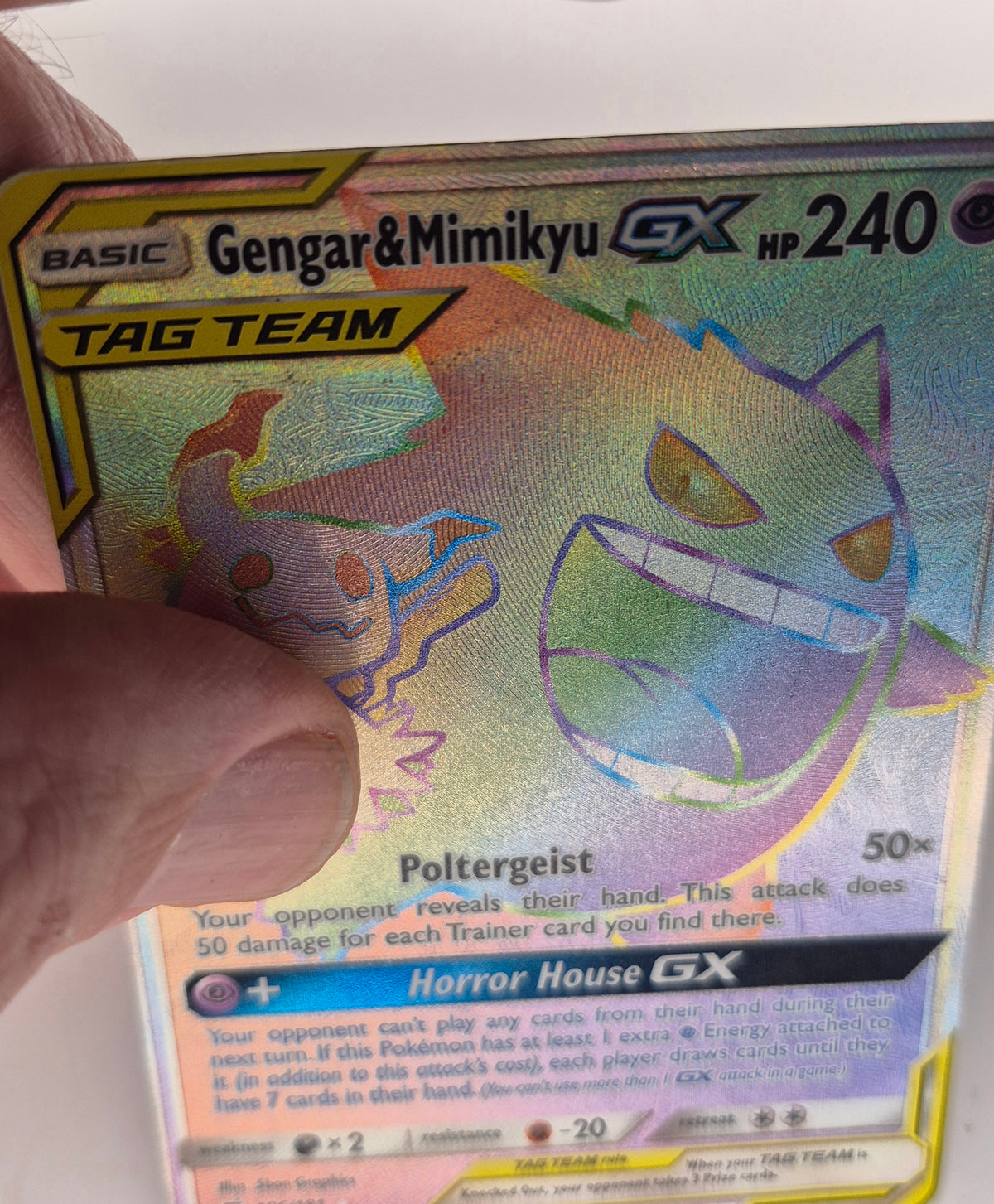 2015 Gengar & Mimikyu GX 186/181 Secret Rare Holo TAG TEAM Sm-Team Up Pokemon MP/DMG