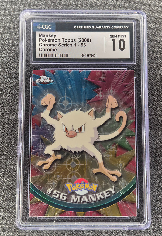 2000 Topps Pokémon Chrome Series 1 #56 Mankey Chrome CGC 10