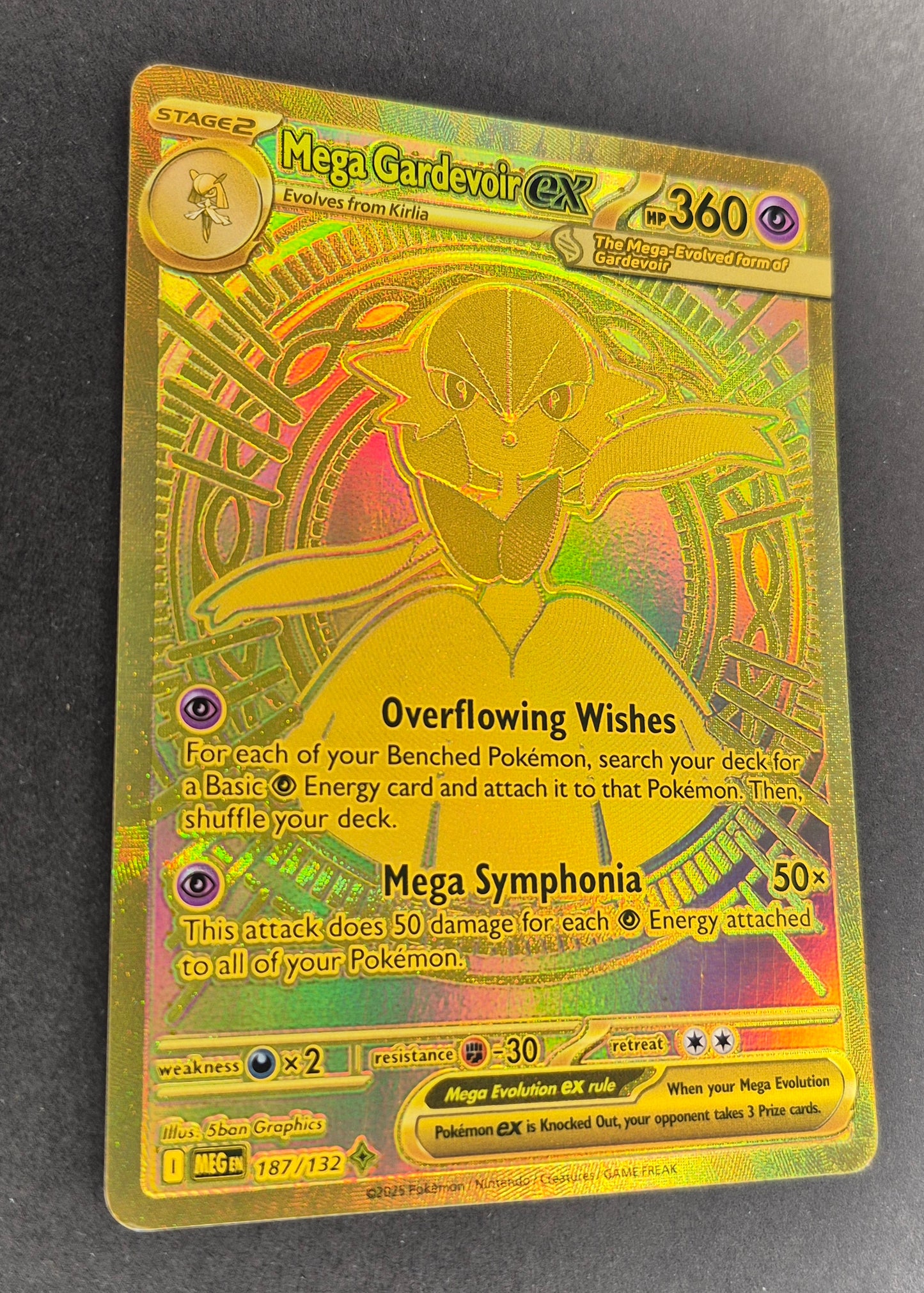 Mega Gardevoir Ex Gold 187/132 Secret Rare Pokemon Mega Evolution