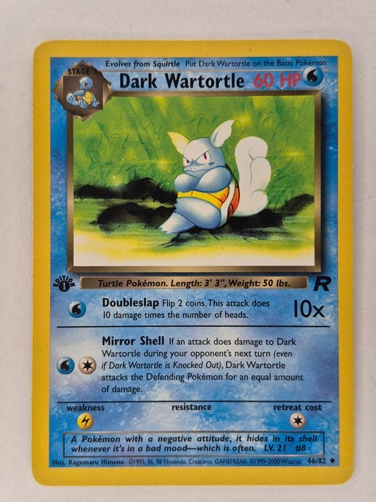 1st Edition Dark Wartortle 46/82 - Team Rocket - Uncommon Pokemon LP Vintage TCG