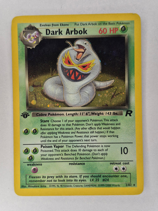 2000 WOTC Pokemon Rocket 1st Edition Dark Arbok Holo LP 2/82